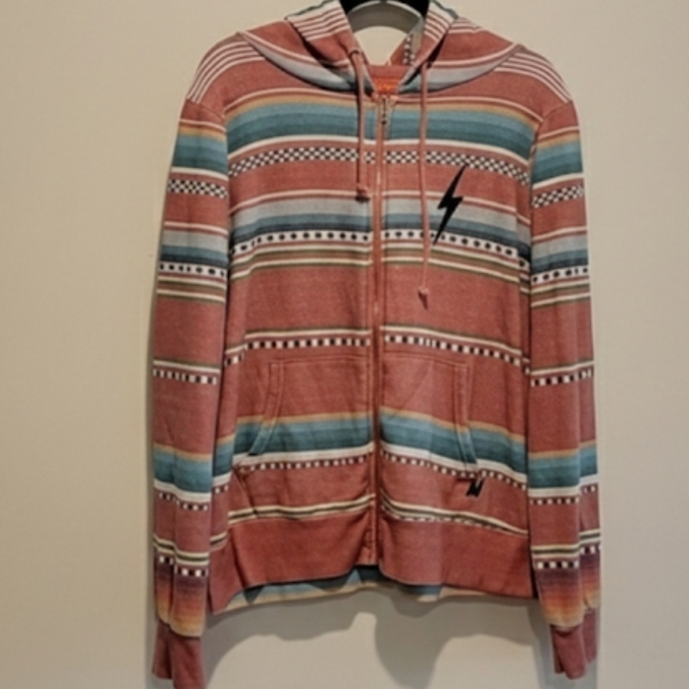 Aviator Nation Zip up serape lightening bolt hoodie size large